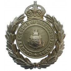 County Borough of Barrow-in-Furness Police Wreath Helmet Plate - King's Crown