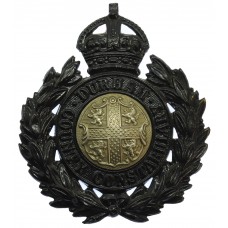 Durham County Constabulary Wreath Helmet Plate - King's Crown