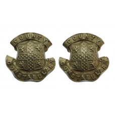 Pair of Durham County Constabulary White Metal Collar Badges 