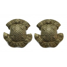 Pair of Durham County Constabulary White Metal Collar Badges 