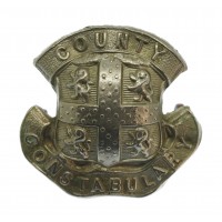 Durham County Constabulary White Metal Coat of Arms Cap Badge