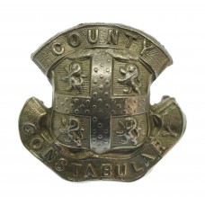 Durham County Constabulary White Metal Coat of Arms Cap Badge