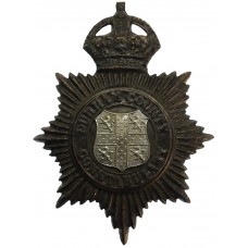 Durham County Constabulary Black Helmet Plate - King's Crown