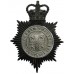 Durham County Constabulary Black and Chrome Helmet Plate - Queen's Crown