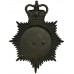 Durham County Constabulary Black and Chrome Helmet Plate - Queen's Crown