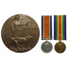 WW1 British War Medal, Victory Medal and Memorial Plaque - 2nd Lieutenant Ralph de Warenne Harvey, 3rd Bn. Dorsetshire Regiment (attd. 1st K.R.R.C.) - Died of Wounds, 7/6/16