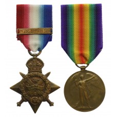 WW1 1914 Mons Star with Original Bar and Victory Medal - Pte. J. 
