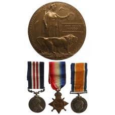WW1 Military Medal, 1914-15 Star, Victory Medal and Memorial Plaque - Gnr. J.R. Murdock, Royal Field Artillery - Died of Wounds, 9/11/17