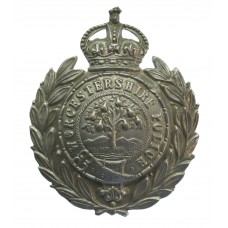 Worcestershire Constabulary Chrome Wreath Cap Badge - King's Crow