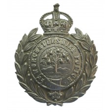 Worcestershire Constabulary Chrome Wreath Cap Badge - King's Crown