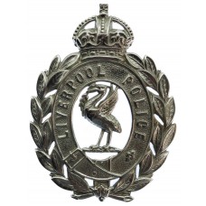 Liverpool City Police Chrome Wreath Helmet Plate - King's Crown