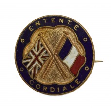 WW1 'Entente Cordiale' Britain & France Patriotic Flag Brooch Badge