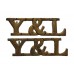 Pair of York & Lancaster Regiment (Y&L) Shoulder Titles