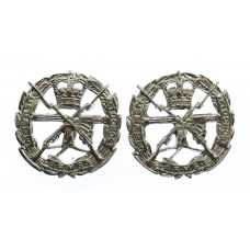 Pair of Small Arms School Corps Anodised (Staybrite) Collar Badge