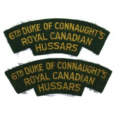 Pair of 6th Duke of Connaught's Royal Canadian Hussars Cloth Shoulder Titles