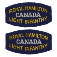 Pair of Canadian Royal Hamilton Light Infantry (ROYAL HAMILTON/CANADA/LIGHT INFANTRY) Cloth Shoulder Titles