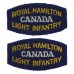 Pair of Canadian Royal Hamilton Light Infantry (ROYAL HAMILTON/CANADA/LIGHT INFANTRY) Cloth Shoulder Titles