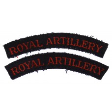 Pair of Royal Artillery (ROYAL ARTILLERY) Cloth Shoulder Titles