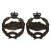 Pair of Royal Tank Regiment Officer's Service Dress Collar Badges - Queen's Crown