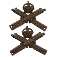 Pair of Machine Gun Corps (M.G.C.) Officer's Service Dress Collar Badges - King's Crown