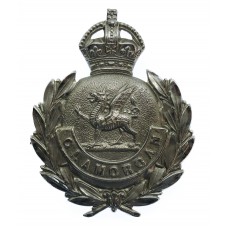 Glamorgan Constabulary Chrome Wreath Cap Badge - King's Crown