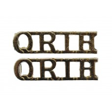 Pair of Queen's Royal Irish Hussars (Q.R.I.H.) Anodised (Staybrite) Shoulder Titles