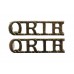 Pair of Queen's Royal Irish Hussars (Q.R.I.H.) Anodised (Staybrite) Shoulder Titles