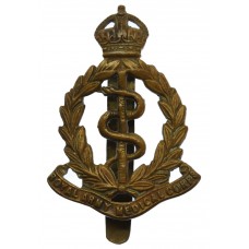 Royal Army Medical Corps (R.A.M.C.) Brass Cap Badge - King's Crown