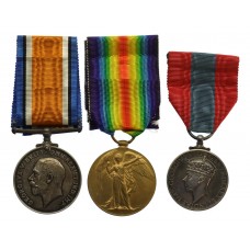 WW1 British War Medal, Victory Medal and George VI Imperial Service Medal Group of Three - Pte. A. Mellor, South Lancashire Regiment