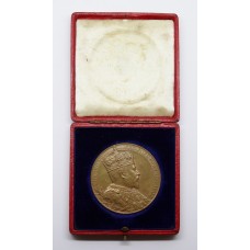 Large Bronze 1902 King Edward VII Coronation Medal Medallion in Fitted Case 