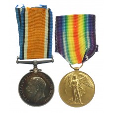 WW1 British War & Victory Medal Pair - Pte. B.S. Whyberd, Rifle Brigade & 4th London Regiment (Royal Fusiliers) - K.I.A.