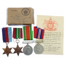 WW2 Japanese Prisoner of War Casualty Medal Group of Four - Gnr. F. Nelson, 9th Coast Regt, Royal Artillery