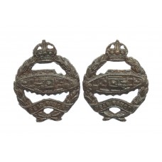 Pair of Royal Tank Regiment Officer's Service Dress Collar Badges - King's Crown