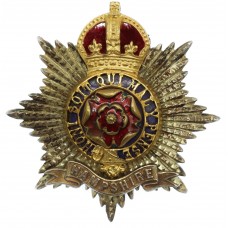 Hampshire Regiment Officer's Silver Gilt & Enamel Cap Badge - King's Crown