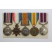 WW1 Military Medal, 1914-15 Star Trio and Meritorious Service Medal (Gallantry) Group of Five - Sgt. E.S. Voice, 64th Army Bde. Royal Field Artillery - Wounded