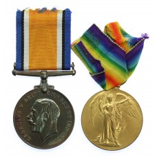 WW1 British War & Victory Medal Pair - Pte. A.H. Woodrow, East Yorkshire Regiment - Wounded