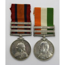 Queen's South Africa (Clasps - Relief of Kimberley, Paardeberg, Johannesburg) and King's South Africa (Clasps - South Africa 1901, South Africa 1902) Medal Pair - Pte. G. Wapling, Norfolk Regiment