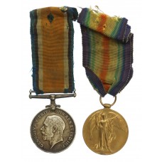 WW1 British War & Victory Medal Pair - Pte. F. Jury, 17th (Rosebury's Bantams) Bn. Royal Scots