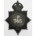 Metropolitan Police 'P' Division (Camberwell) Helmet Plate - King's Crown