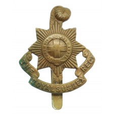 Royal Sussex Regiment WWI All Brass Economy Cap Badge