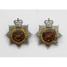 Pair of Royal Army Service Corps (R.A.S.C.) Officer's Collar Badges - Queen's Crown