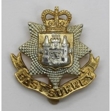 East Surrey Regiment Anodised (Staybrite) Cap Badge - Queen's Crown