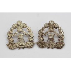 Pair of Middlesex Regiment Officer's Silver Collar Badges