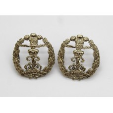 Pair of Middlesex Regiment Senior N.C.O.'s Silver Plated Collar Badges