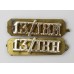 Pair of 13th/18th Hussars (13/18H) Anodised (Staybrite) Shoulder Titles