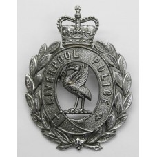 Liverpool City Police Wreath Helmet Plate - Queen's Crown