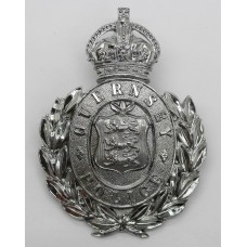 Guernsey Police Wreath Helmet Plate - King's Crown