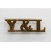 York and Lancaster Regiment (Y&L) Brass Shoulder Title