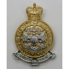 City of London Yeomanry (Rough Riders) Anodised (Staybrite) Cap Badge - Queen's Crown