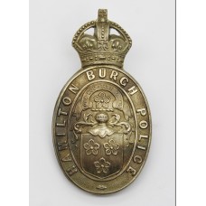Hamilton Burgh Police Helmet Plate - King's Crown